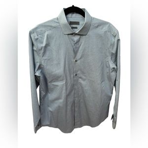 Calvin Klein Men’s‎ Blue/Black/White Check Slim Fit Button Up Shirt 16.5 /34-35